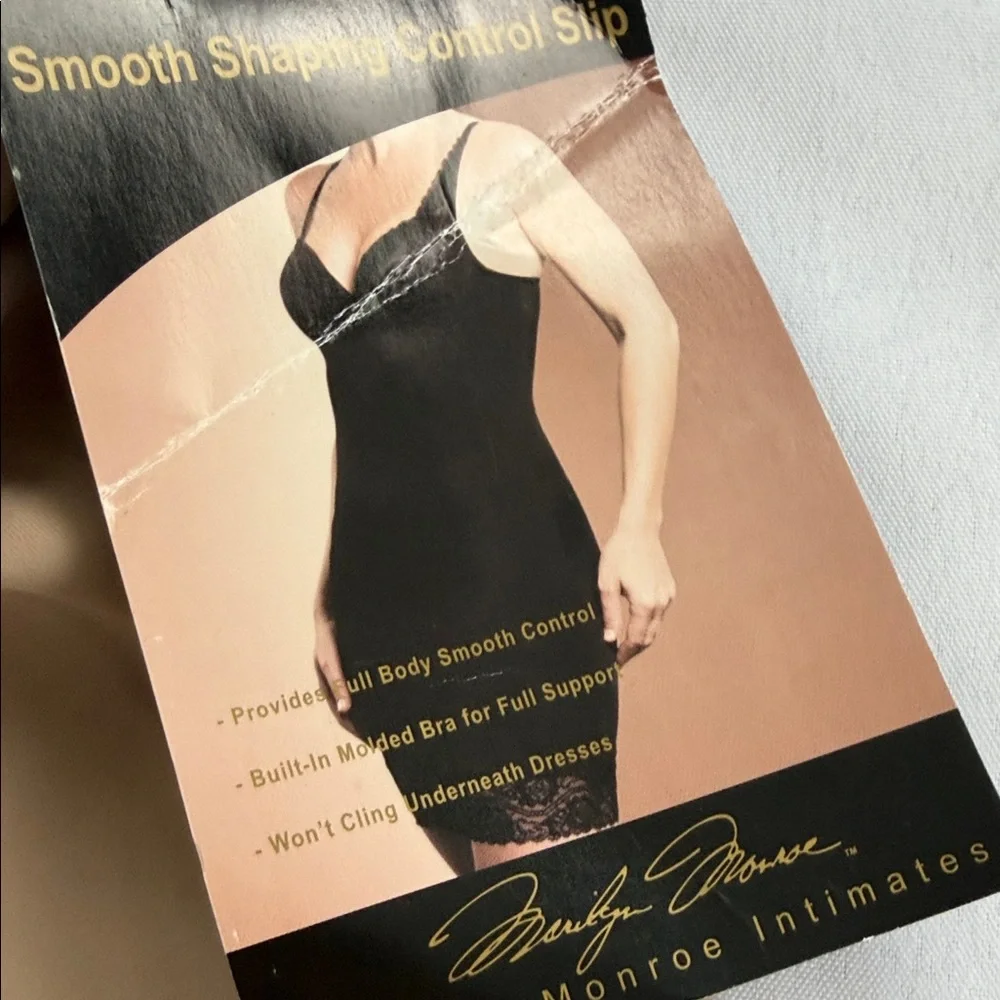 Marilyn Monroe Café Beige Bra shaping slip dress with lace 2X - Picture 6 of 6